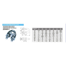 Série en acier inoxydable de type US Wire Wire Rope Clips